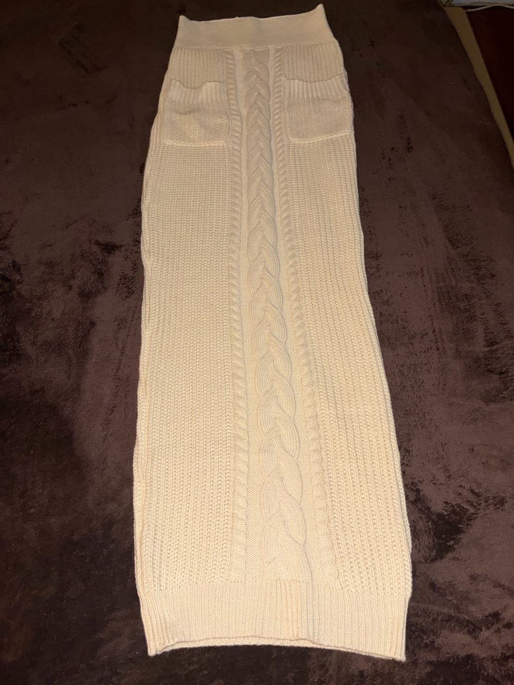 JLUXLABEL Cream Cable Knit Maxi Skirt